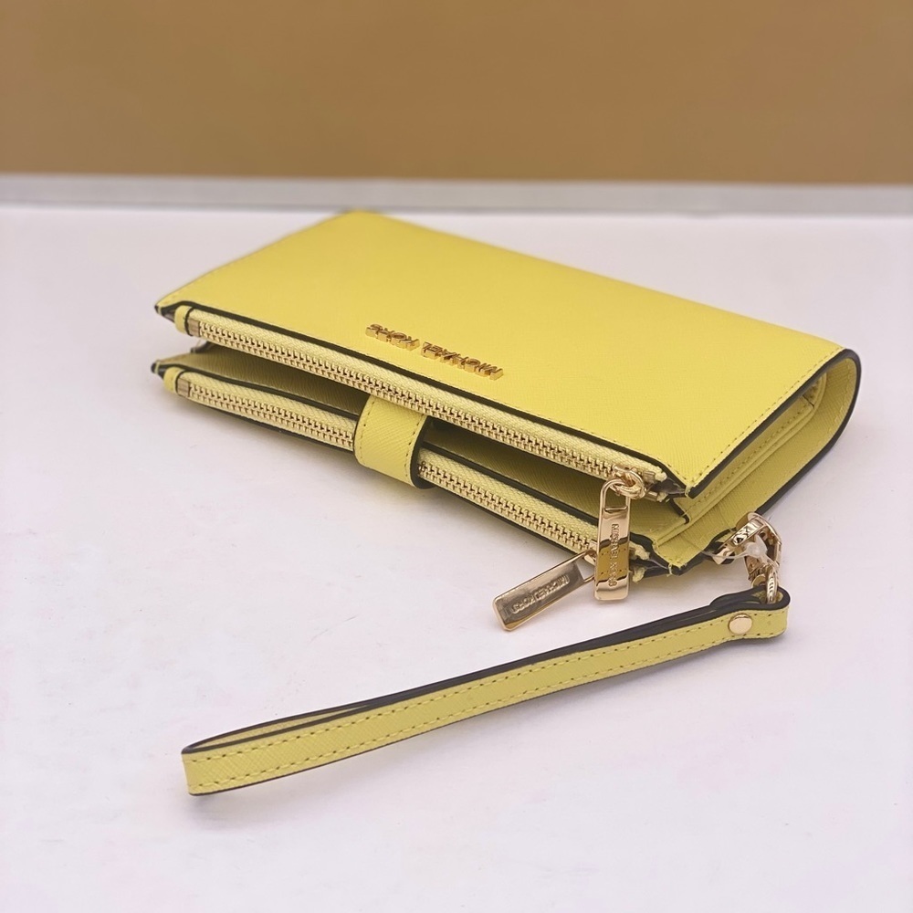 Michael Kors DoubleZip Wallet Wristlet Phone Case Sunshine - Picture 9 of 11